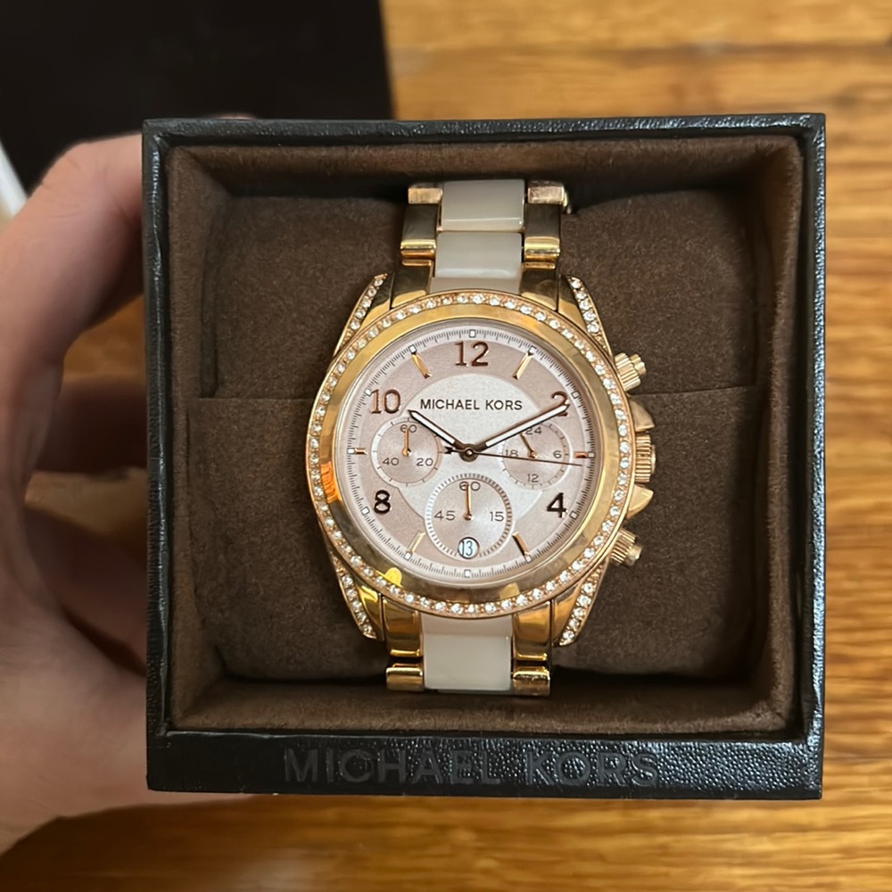 Micheal Kors Chronograph Parker Rose Gold Stainless Steel Bracelet Watch